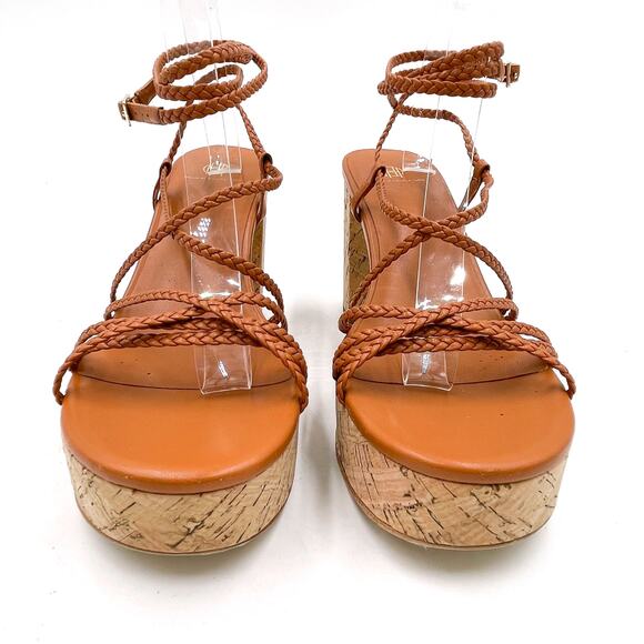 House of Harlow Braided Gladiator Platform Sandals Rust Brown Strappy Sz 9.5 - Picture 6 of 11